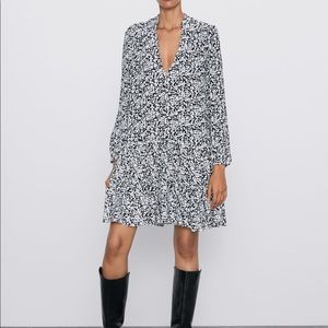 ZARA print black and white dress, NWOT, size XS